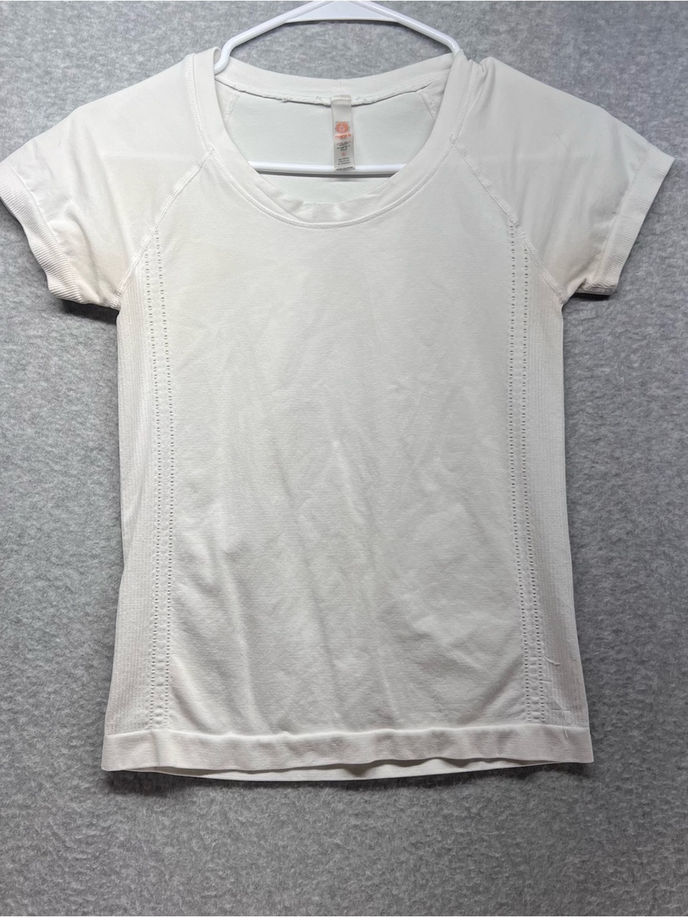 Mono B Cream Short Sleeve Perforated Panel Tee